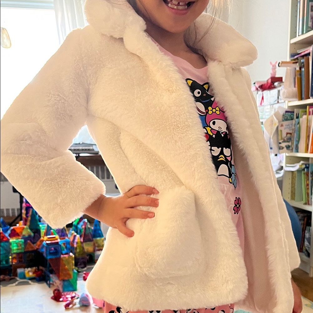 H&M Kids Cream Faux Fur Jacket